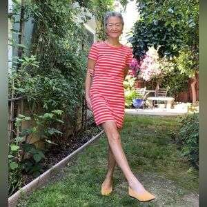 Red white striped short sleeve dress